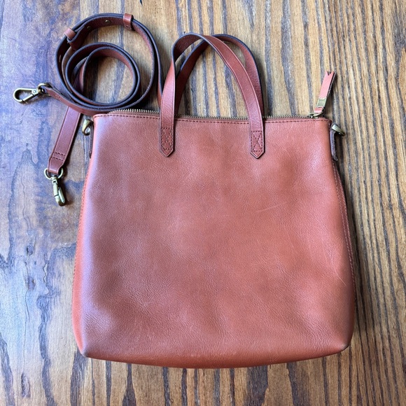 MADEWELL Leather Zip-Top Transport Crossbody Bag in English Saddle - Picture 9 of 16